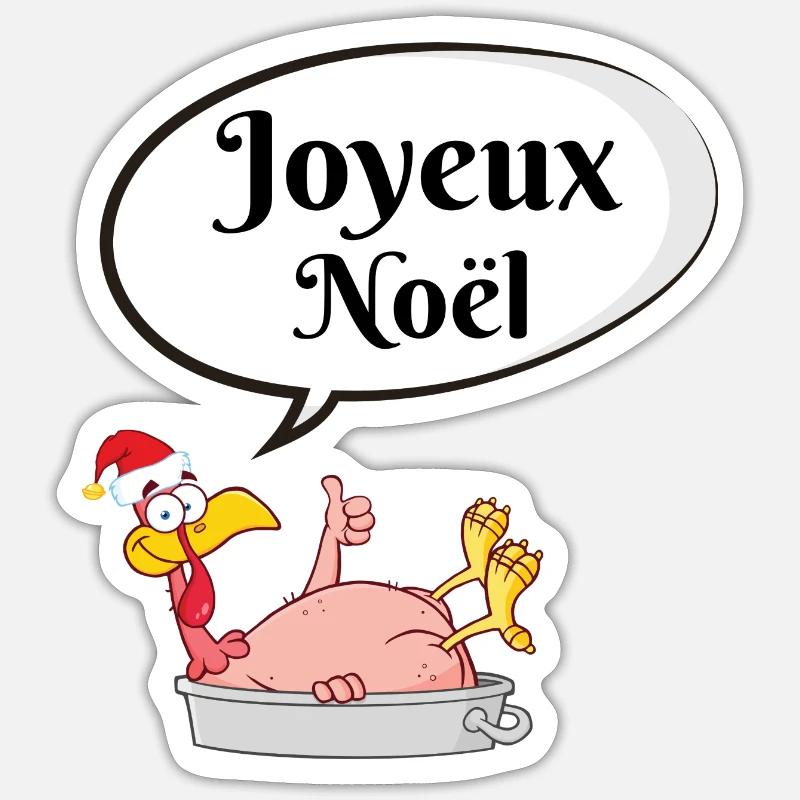 joyeux noel, dinde - Sticker taille S (10 x 10 cm) - blanc mat