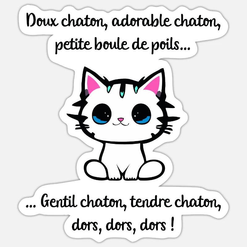 Doux chaton - Sticker taille S (10 x 10 cm) - blanc mat