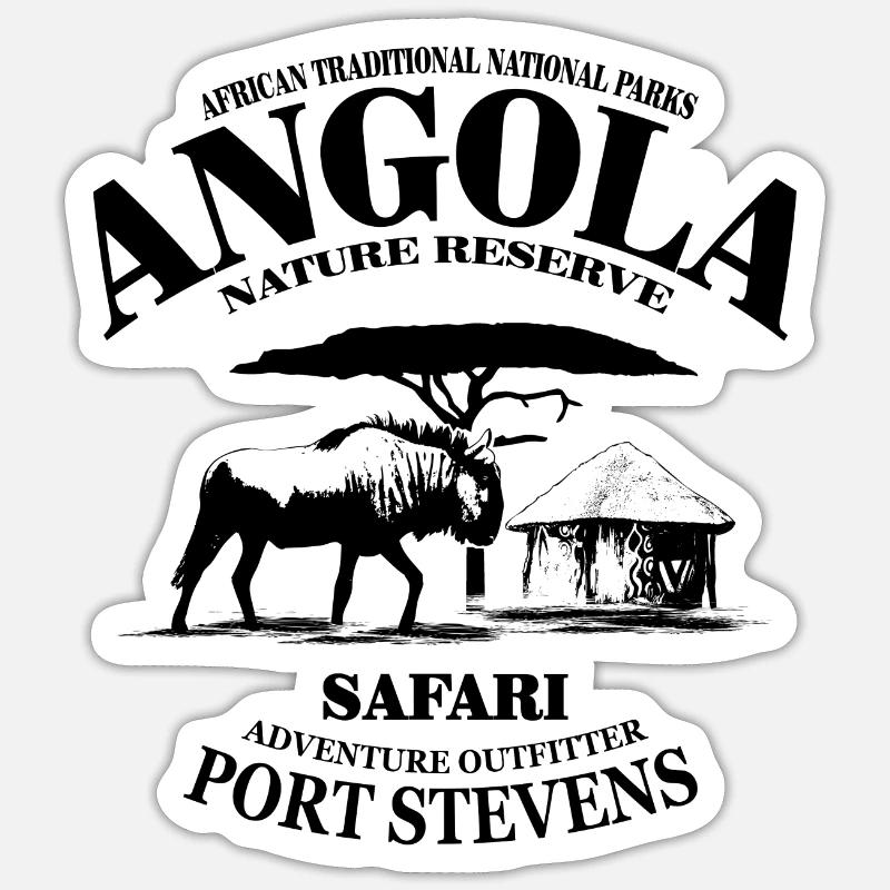 Angola - Gnu - Sticker Größe S (10 x 10 cm) - Mattweiß