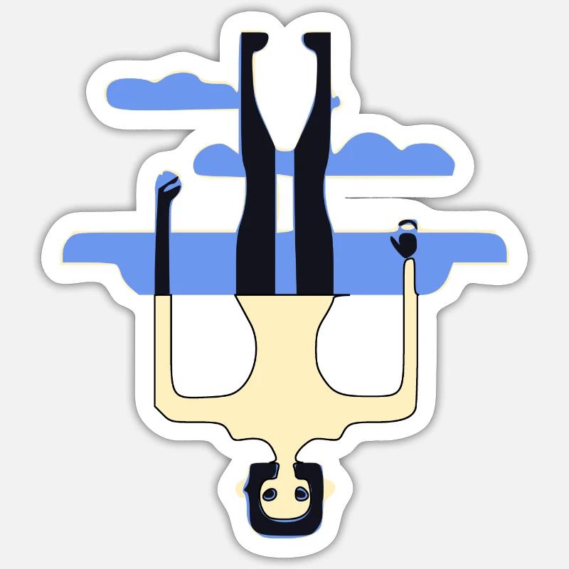 The man upside down - Sticker size S (10 x 10 cm) - white matte