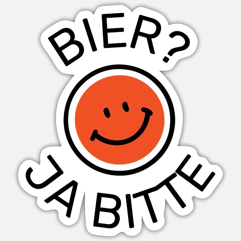 Bier? - Ja bitte Printdesign Sticker Größe S (10 x 10 cm)