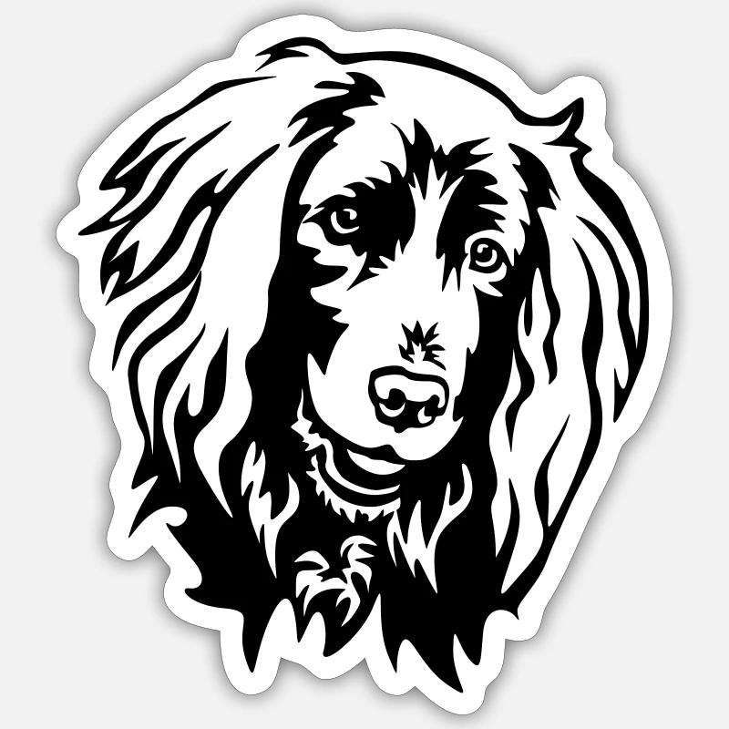 Deutsch Langhaar Kopf - Sticker Größe S (10 x 10 cm) - Mattweiß
