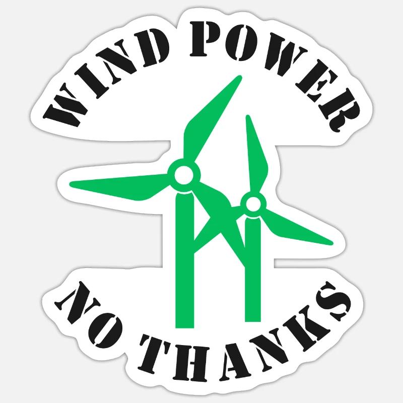 Énergie éolienne Non merci - Sticker taille S (10 x 10 cm) - blanc mat