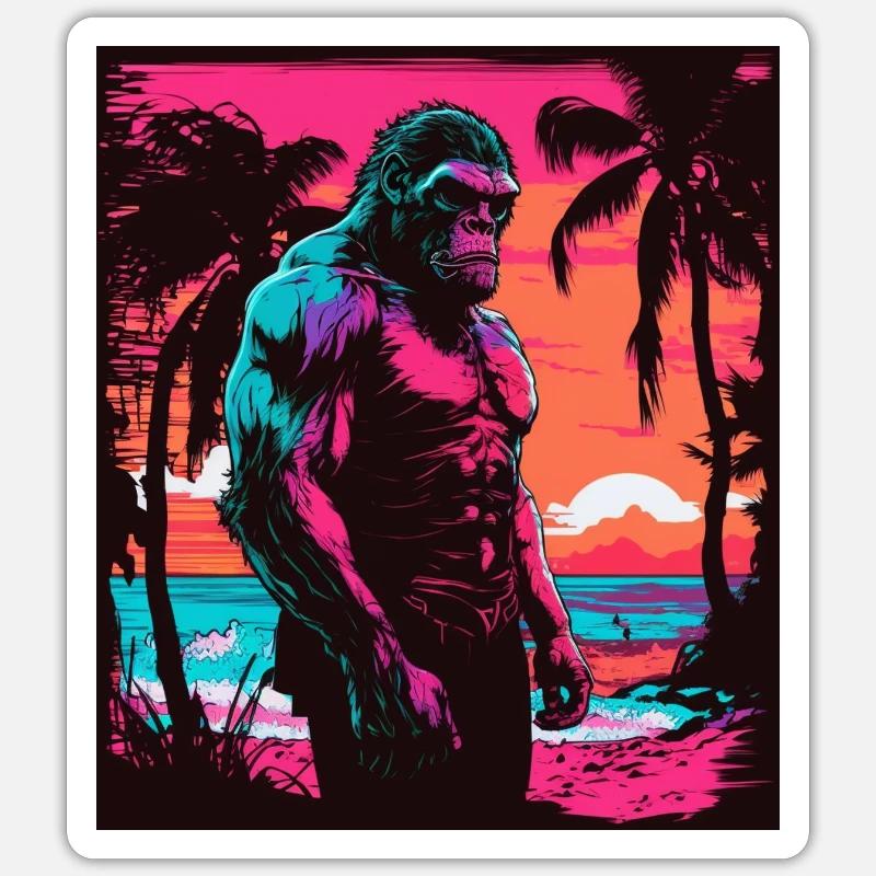 Monkey on the beach Sticker size S (10 x 10 cm)