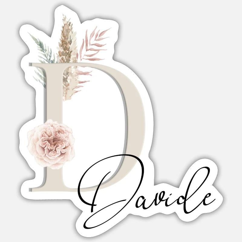 Davide! Nom Boho - Sticker taille S (10 x 10 cm) - blanc mat