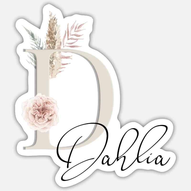Dahlia! Nom Boho - Sticker taille S (10 x 10 cm) - blanc mat