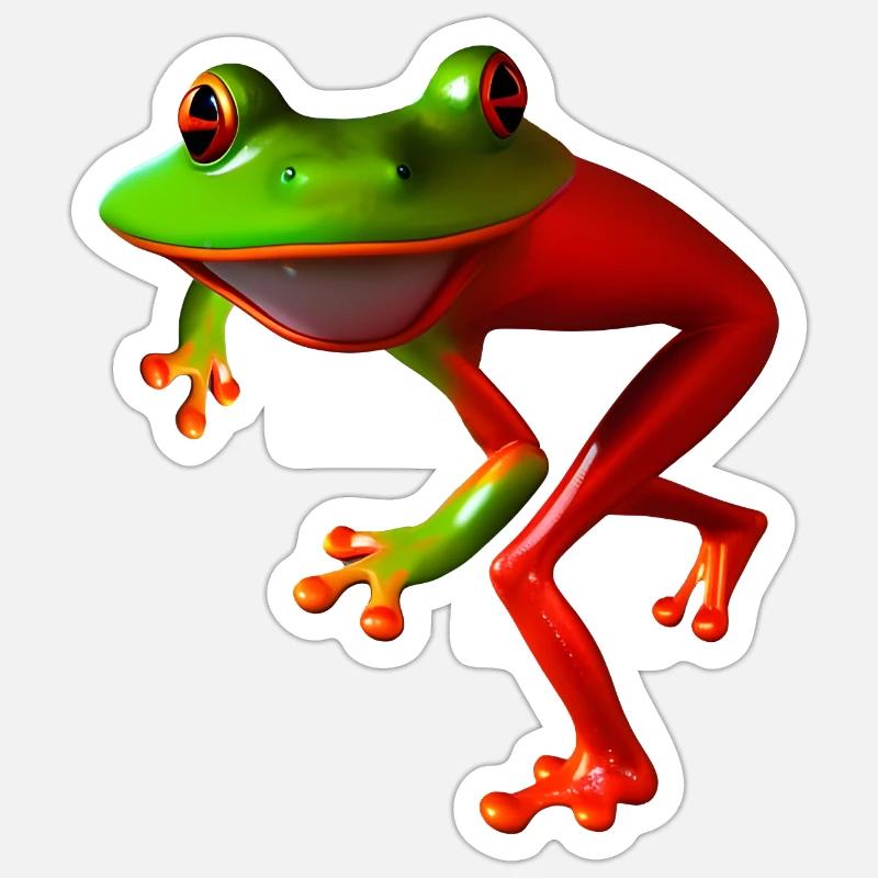 Grenouille courbée libre - Sticker taille S (10 x 10 cm) - blanc mat
