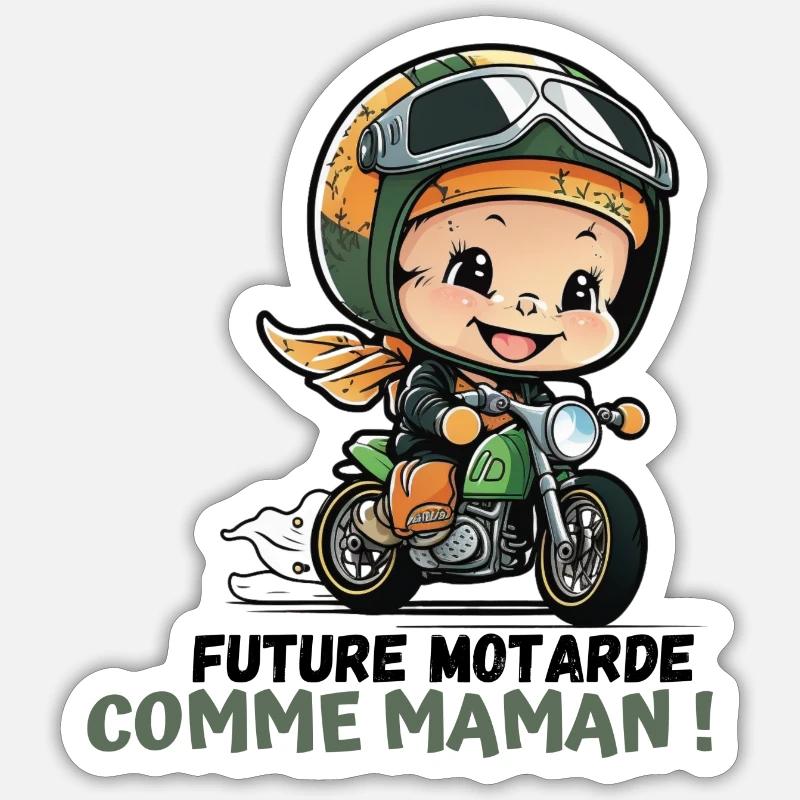 Future motarde, comme Maman ! Bébé motarde ⭐⭐⭐ - Sticker taille S (10 x 10 cm) - blanc mat