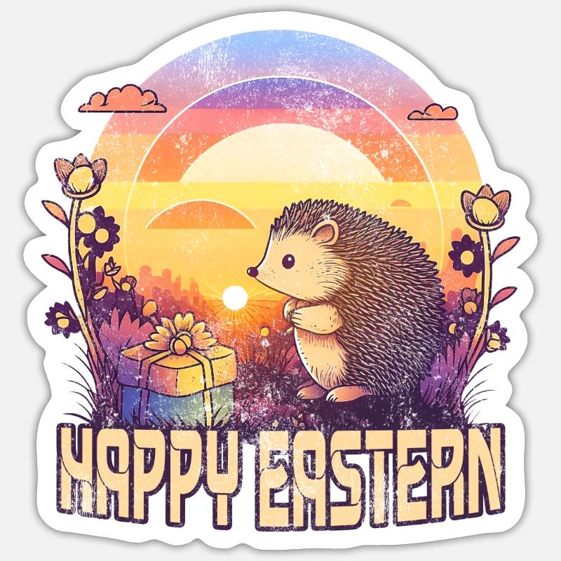 Happy Easter Hedgehogs Sticker size S (10 x 10 cm)