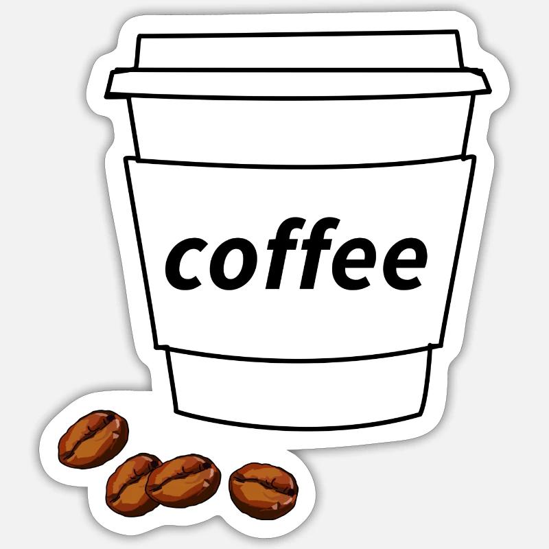 Becher mit 4 Kaffeebohnen Sticker Größe S (10 x 10 cm)