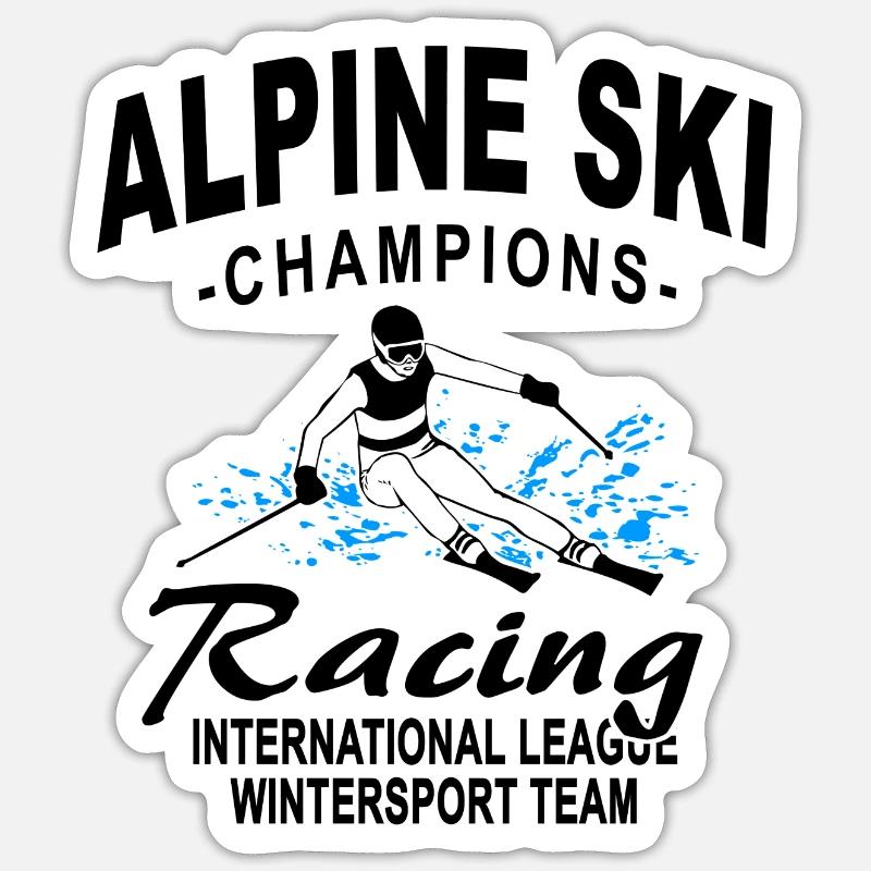 Sci alpino - sci alpino - slalom - sciatori - Sticker formato S (10 x 10 cm) - bianco opaco