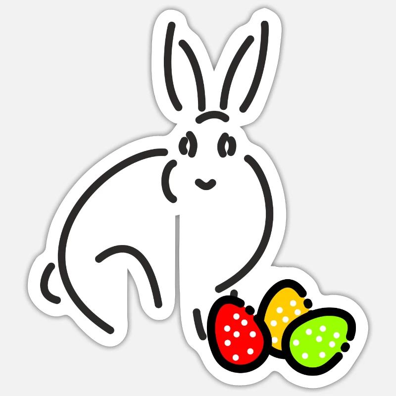 The Easter Bunny with colourful Easter eggs Sticker size S (10 x 10 cm)