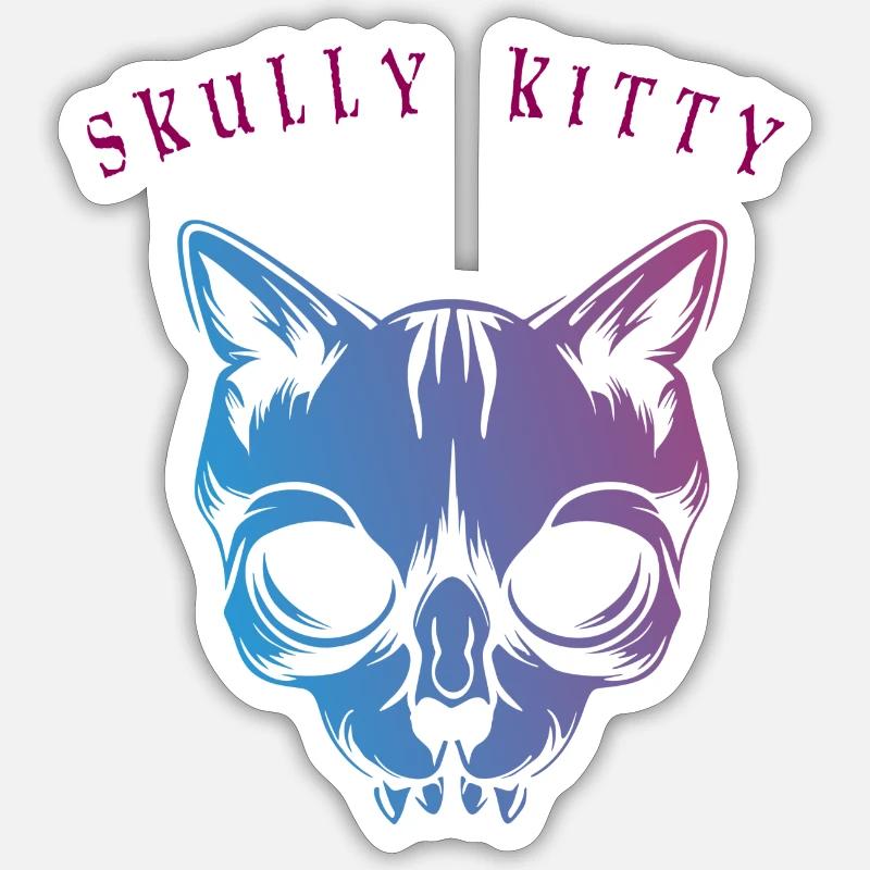 skully kitty Sticker taille S (10 x 10 cm)