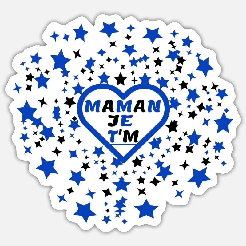 maman je t aime - Sticker taille S (10 x 10 cm) - blanc mat
