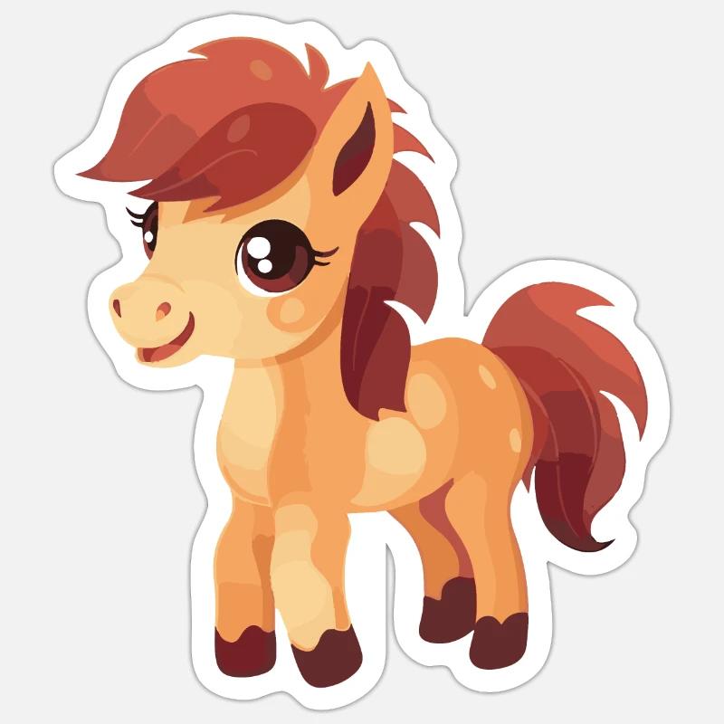Kleines Pony - Sticker Größe S (10 x 10 cm) - Mattweiß