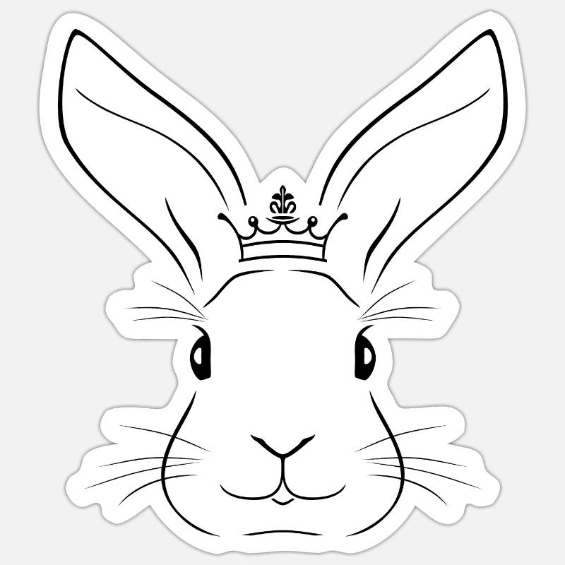 Tête de lapin tracée Sticker taille S (10 x 10 cm)