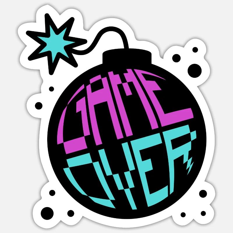 Game Over Retrogaming Pro Gamer Giochi multigiocatore - Sticker formato S (10 x 10 cm) - bianco opaco