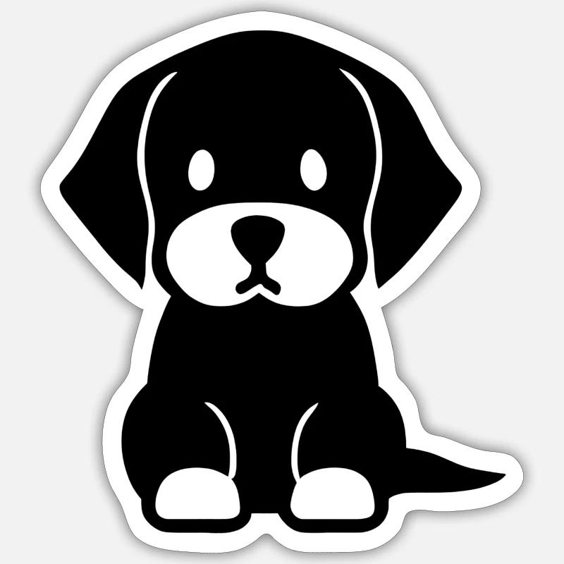 Le chiot fidèle - Sticker taille S (10 x 10 cm) - blanc mat