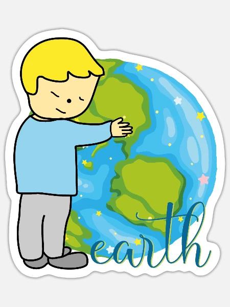 Erde Frieden - Sticker Größe S (10 x 10 cm) - Mattweiß