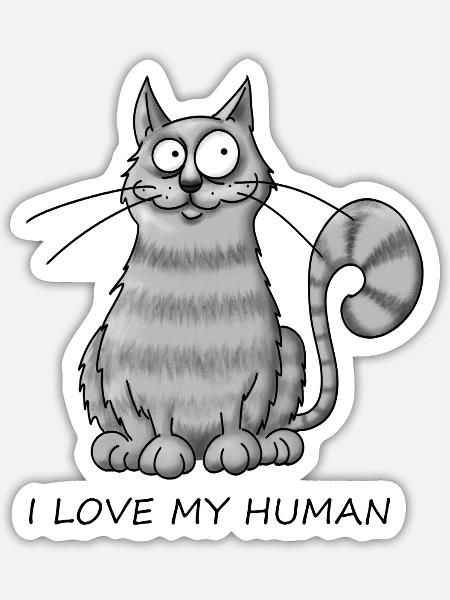 Katzenliebe - Sticker Größe S (10 x 10 cm) - Mattweiß