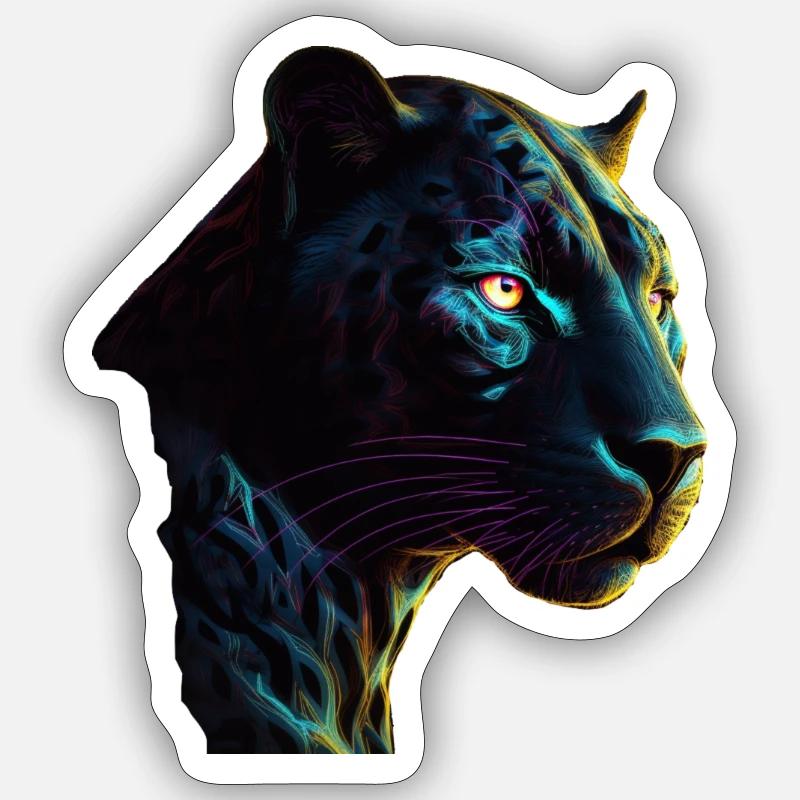 La panthère noire - Sticker taille S (10 x 10 cm) - blanc mat
