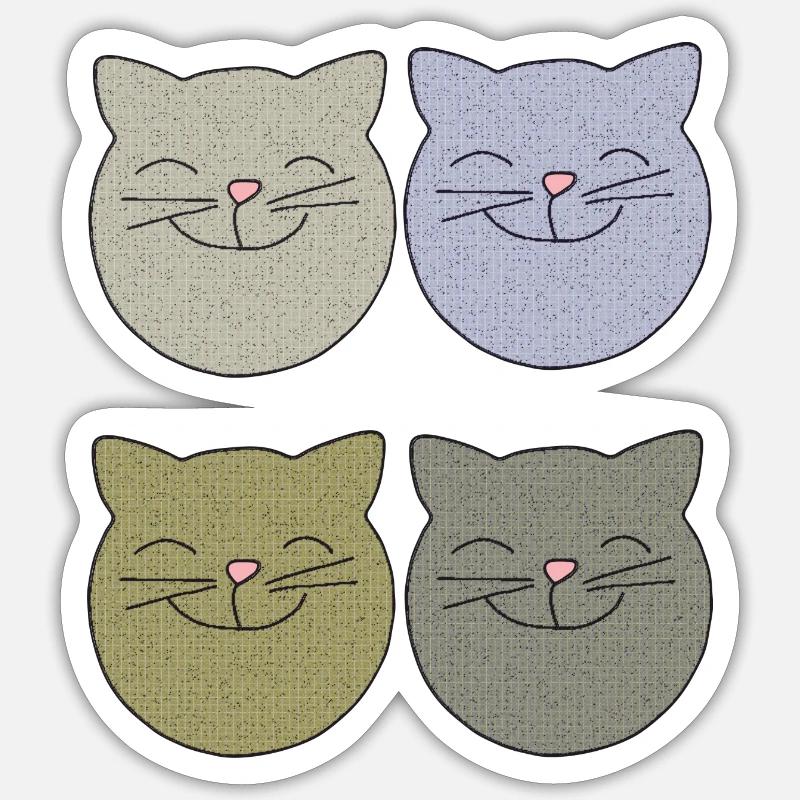 Cats 4 Pack - Sticker size S (10 x 10 cm) - white matte