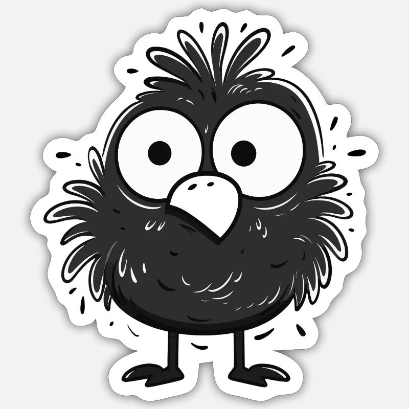 Netter kleiner schwarzer Vogel Sticker Größe S (10 x 10 cm)