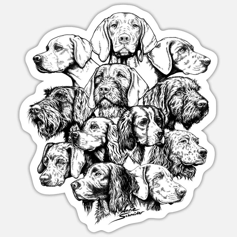 Hidden Object Pointing Dogs - Sticker size S (10 x 10 cm) - white matte