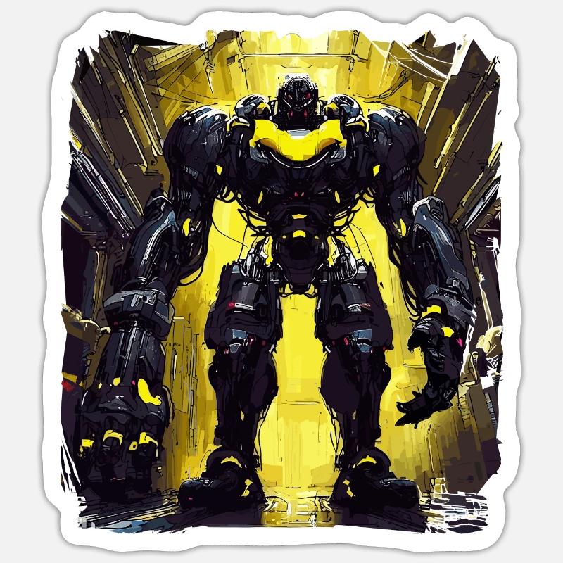 Futuristic Cyberpunk Mech Warrior Sci Fi Robot Sticker size S (10 x 10 cm)