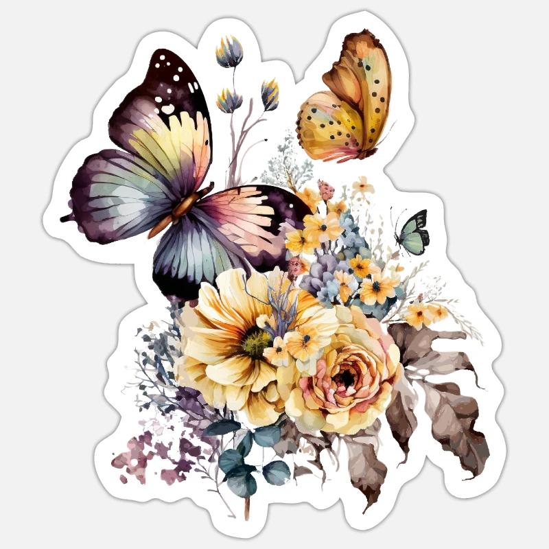 Papillon - Sticker taille S (10 x 10 cm) - blanc mat