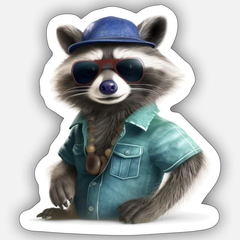 Cooler Waschbär 2 - Sticker Größe S (10 x 10 cm) - Mattweiß