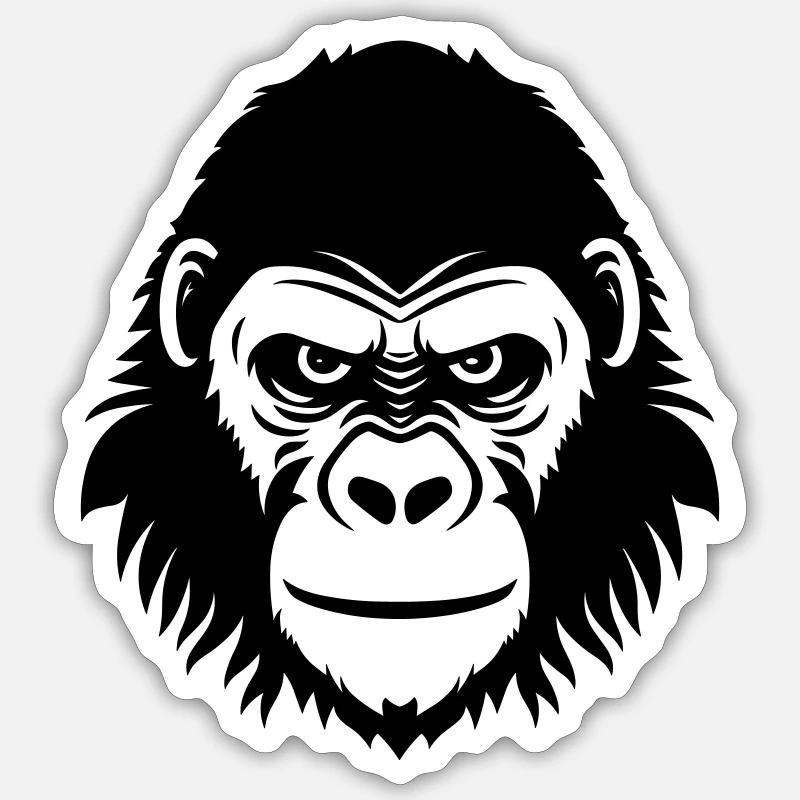 Gorille - Sticker taille S (10 x 10 cm) - blanc mat