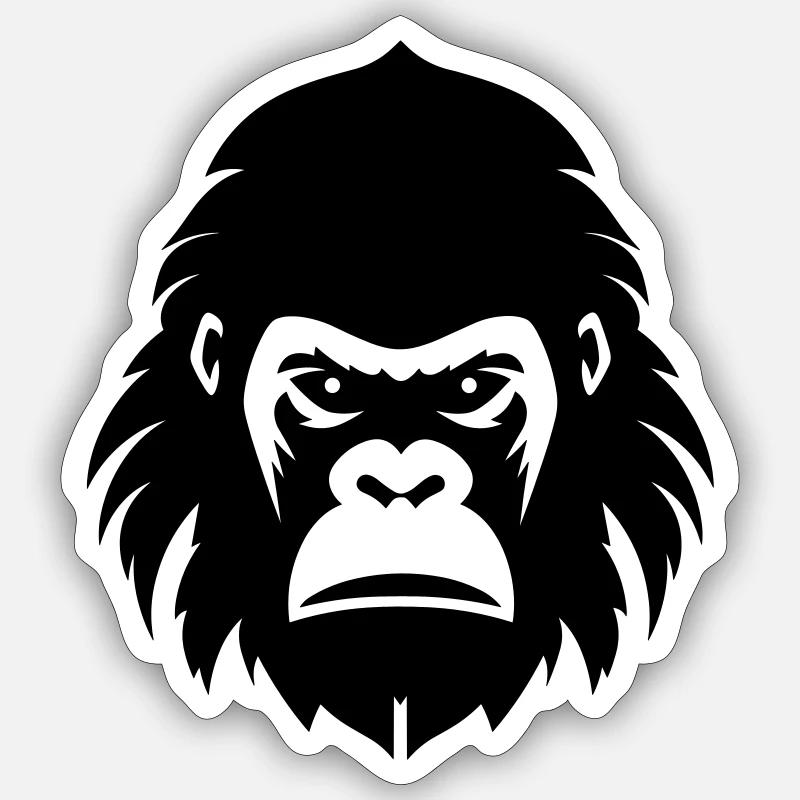 Gorilla - Sticker Größe S (10 x 10 cm) - Mattweiß