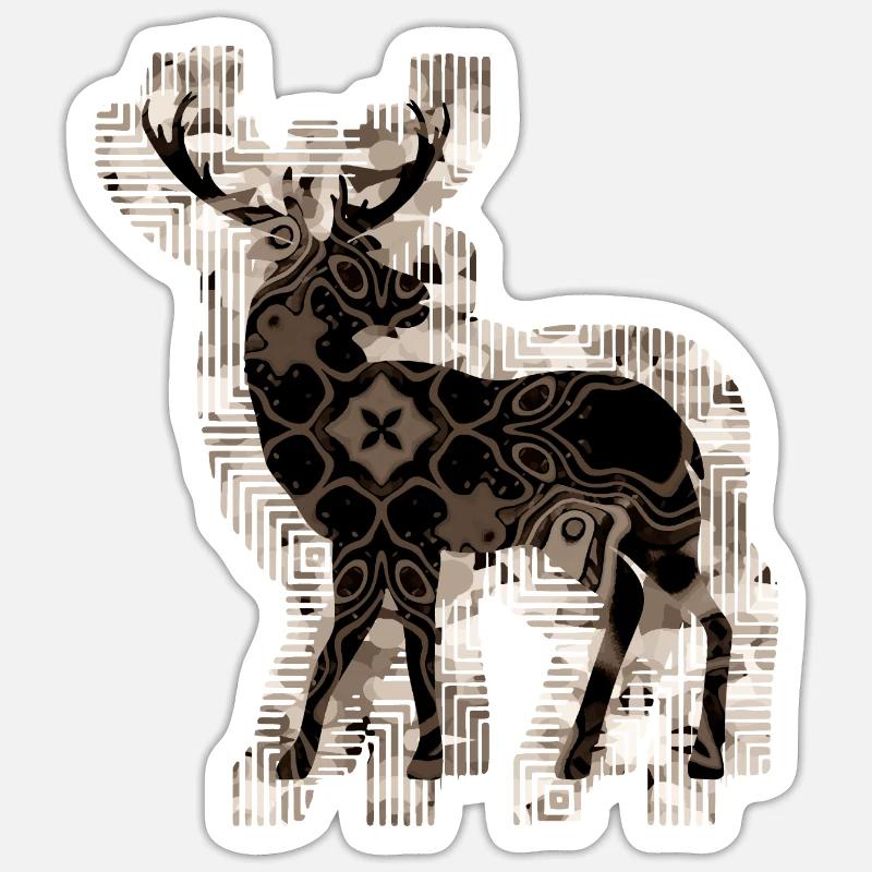 Cerf - Sticker taille S (10 x 10 cm) - blanc mat