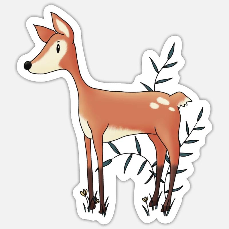 Cerf Rita - Sticker taille S (10 x 10 cm) - blanc mat