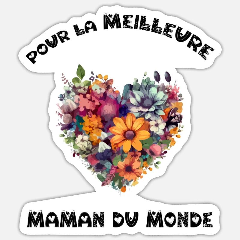 Bouquet de fleurs en coeur - Sticker taille S (10 x 10 cm) - blanc mat