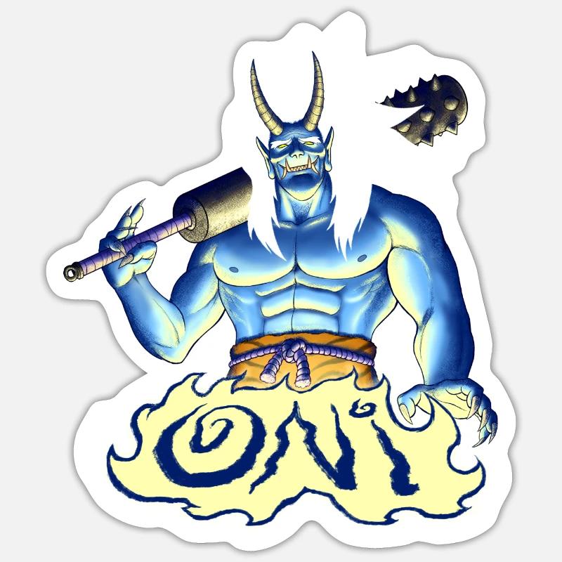 Blauer Oni Sticker Größe S (10 x 10 cm)