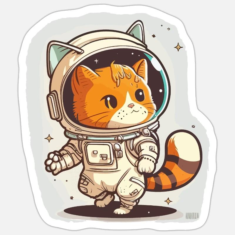 Chat cosmique - Sticker taille S (10 x 10 cm) - blanc mat