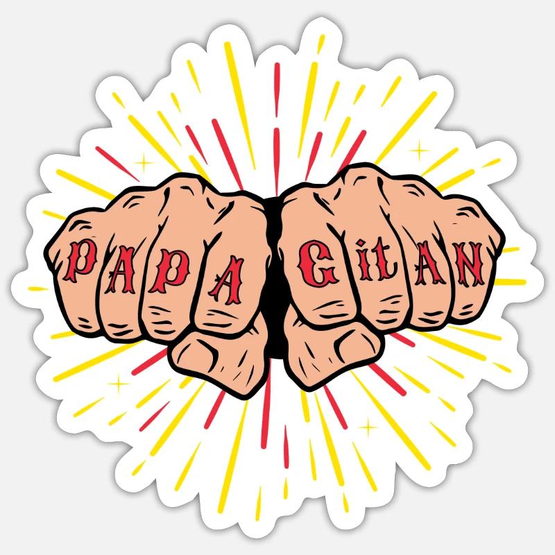 Papa Gitan - Coup de Point Tatoué - Sticker taille S (10 x 10 cm) - blanc mat