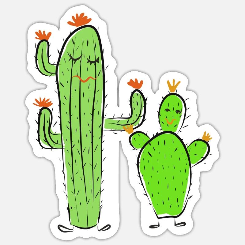 Deux cactus - Sticker taille S (10 x 10 cm) - blanc mat