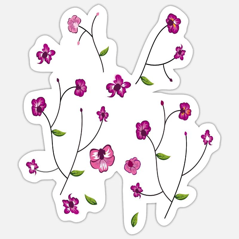 Pré fleuri - Sticker taille S (10 x 10 cm) - blanc mat