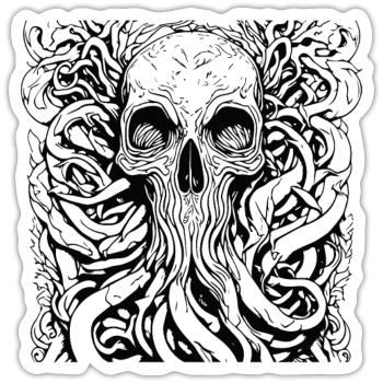 Conception de pieuvre en métal - Sticker taille S (10 x 10 cm) - blanc mat - Devant