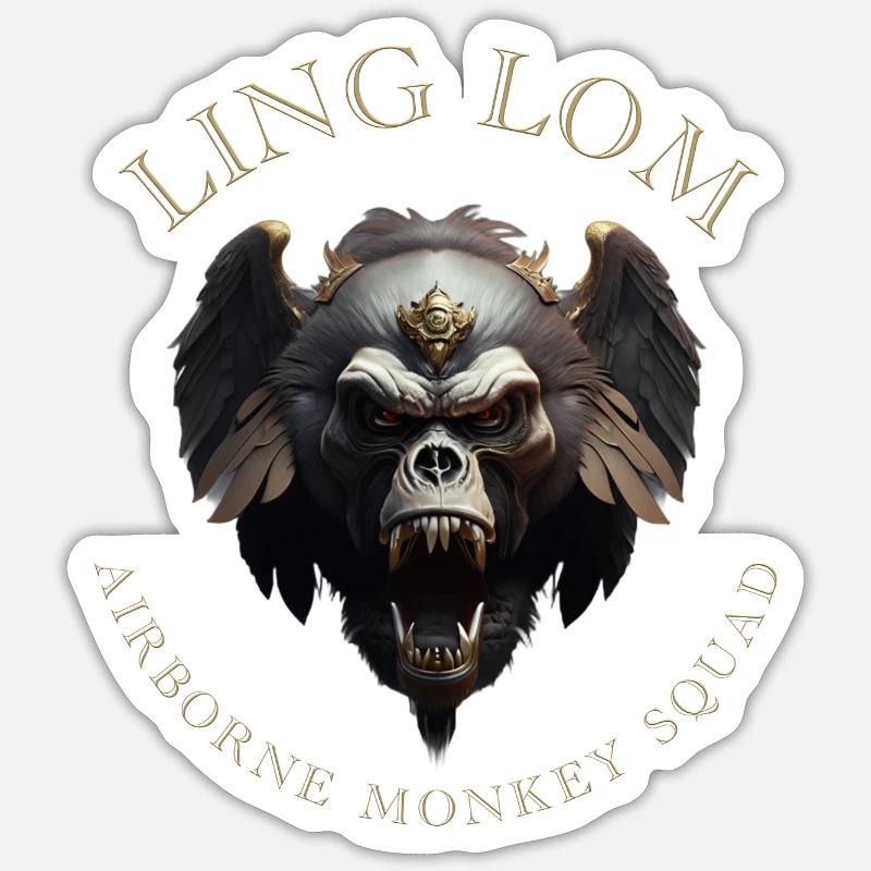 LING LOM - Airborne Monkey Squad Sticker taille S (10 x 10 cm)
