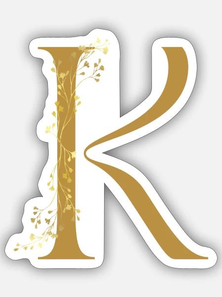 Buchstabe K mit schnörkel - Sticker Größe S (10 x 10 cm) - Mattweiß