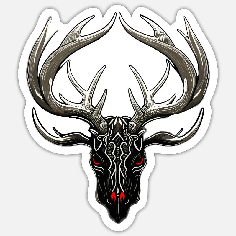 Cerf de nuit tribal - Sticker taille S (10 x 10 cm) - blanc mat
