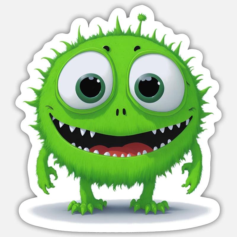 Petit monstre vert Sticker taille S (10 x 10 cm)