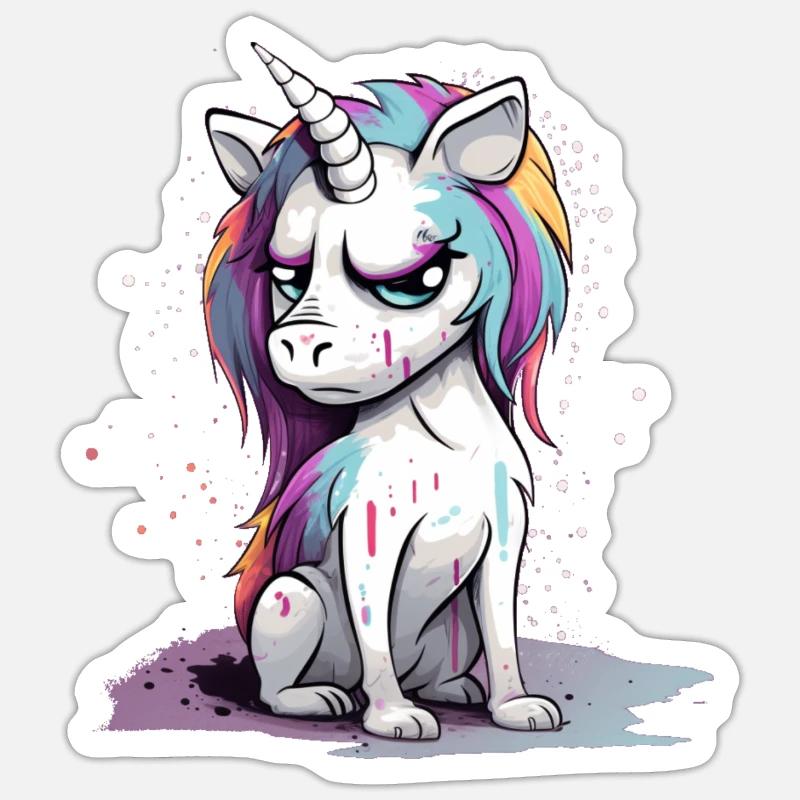 Grumpy Unicorn Sticker size S (10 x 10 cm)
