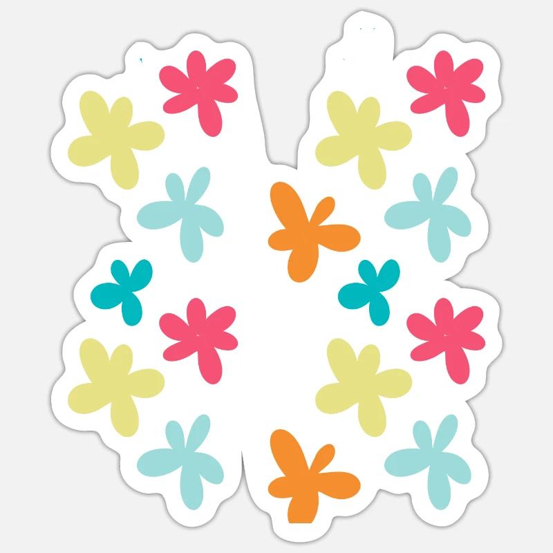 fleurs colorées Sticker taille S (10 x 10 cm)