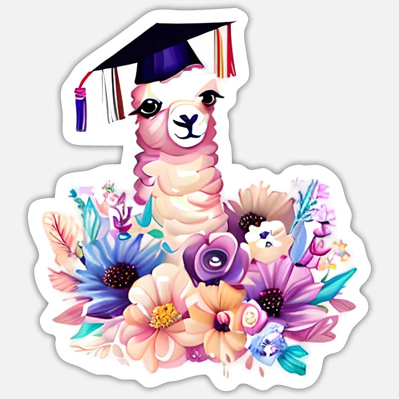 Bachelor Schulabschluss Alpaka Studium Absolvent Sticker Größe S (10 x 10 cm)