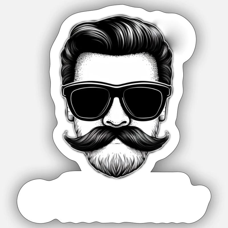 Moustache blanche - Sticker taille S (10 x 10 cm) - blanc mat